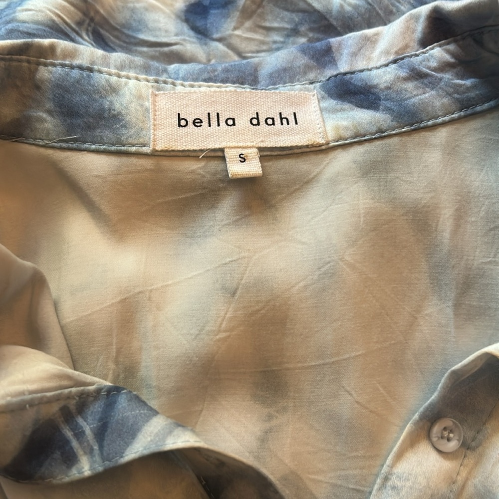 Bella Dahl Cloud Camp Blue and White Ruffle Hem Dress Size S